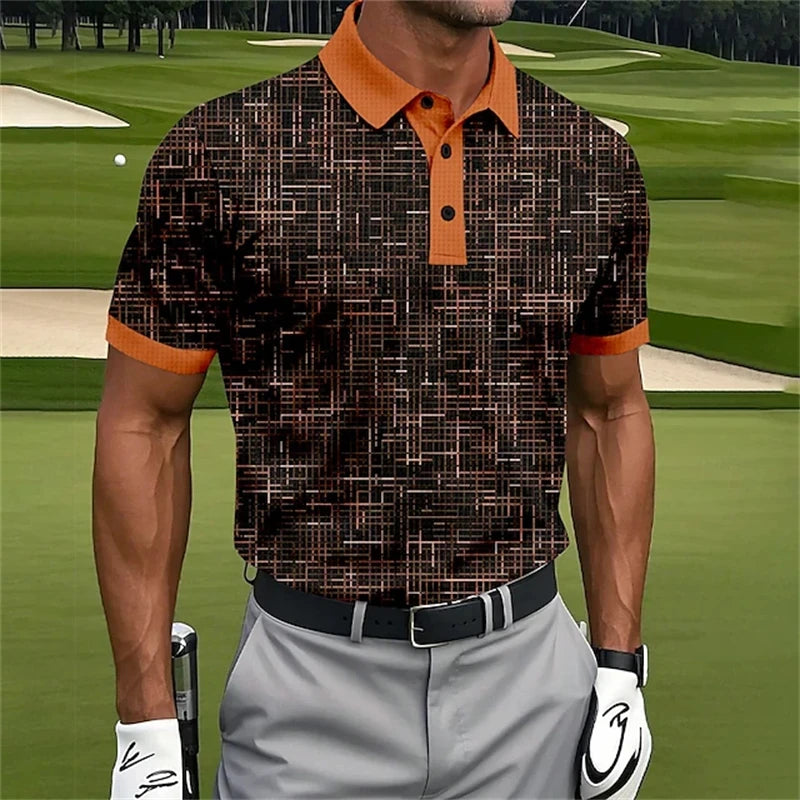 Striped Short Sleeve Golf Polo