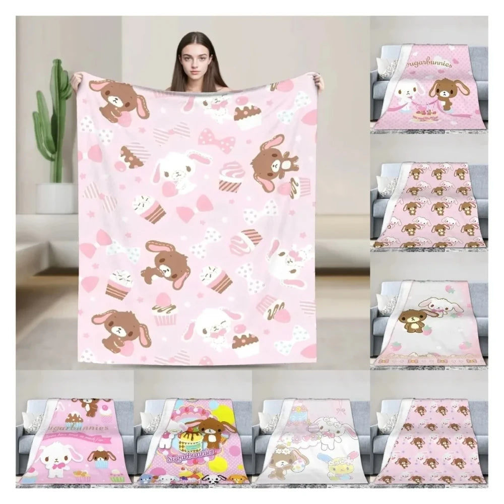 Kawaii Bunny Flannel Throw