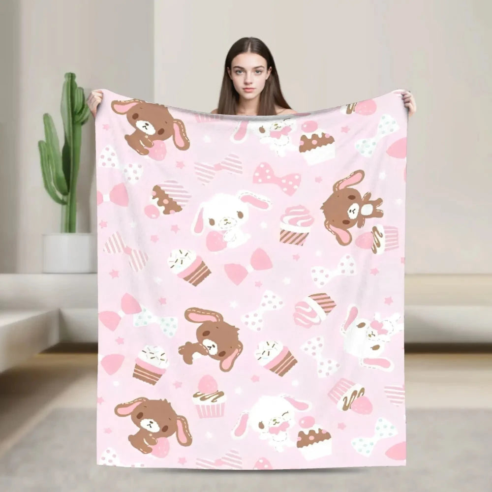 Kawaii Bunny Flannel Throw