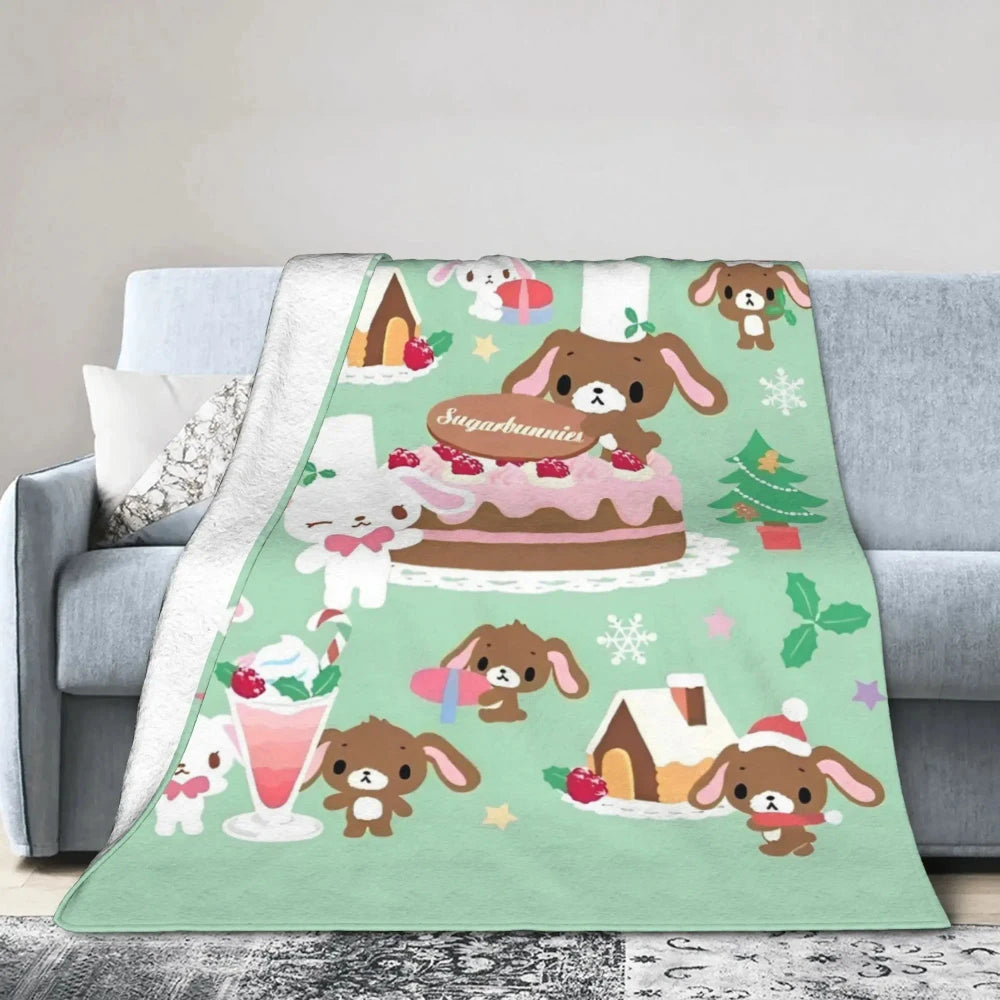 Kawaii Bunny Flannel Throw