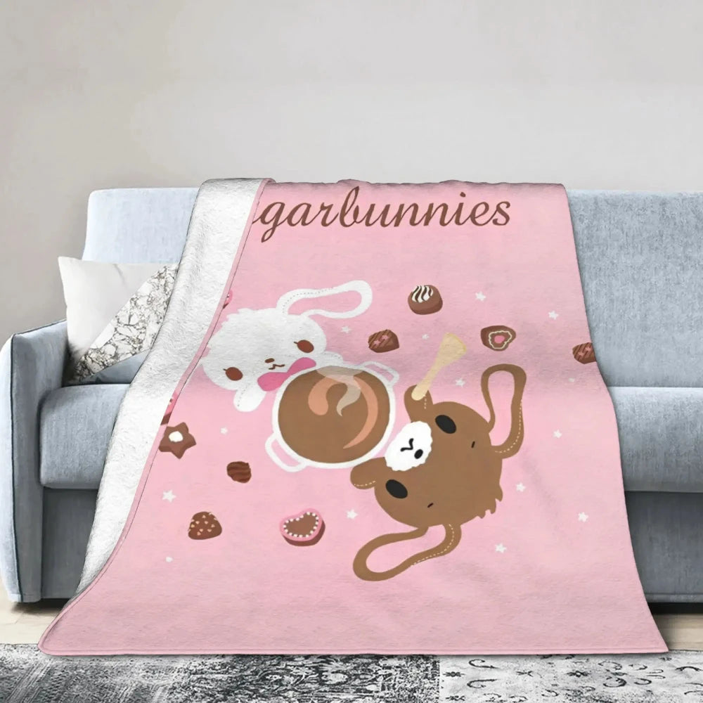 Kawaii Bunny Flannel Throw