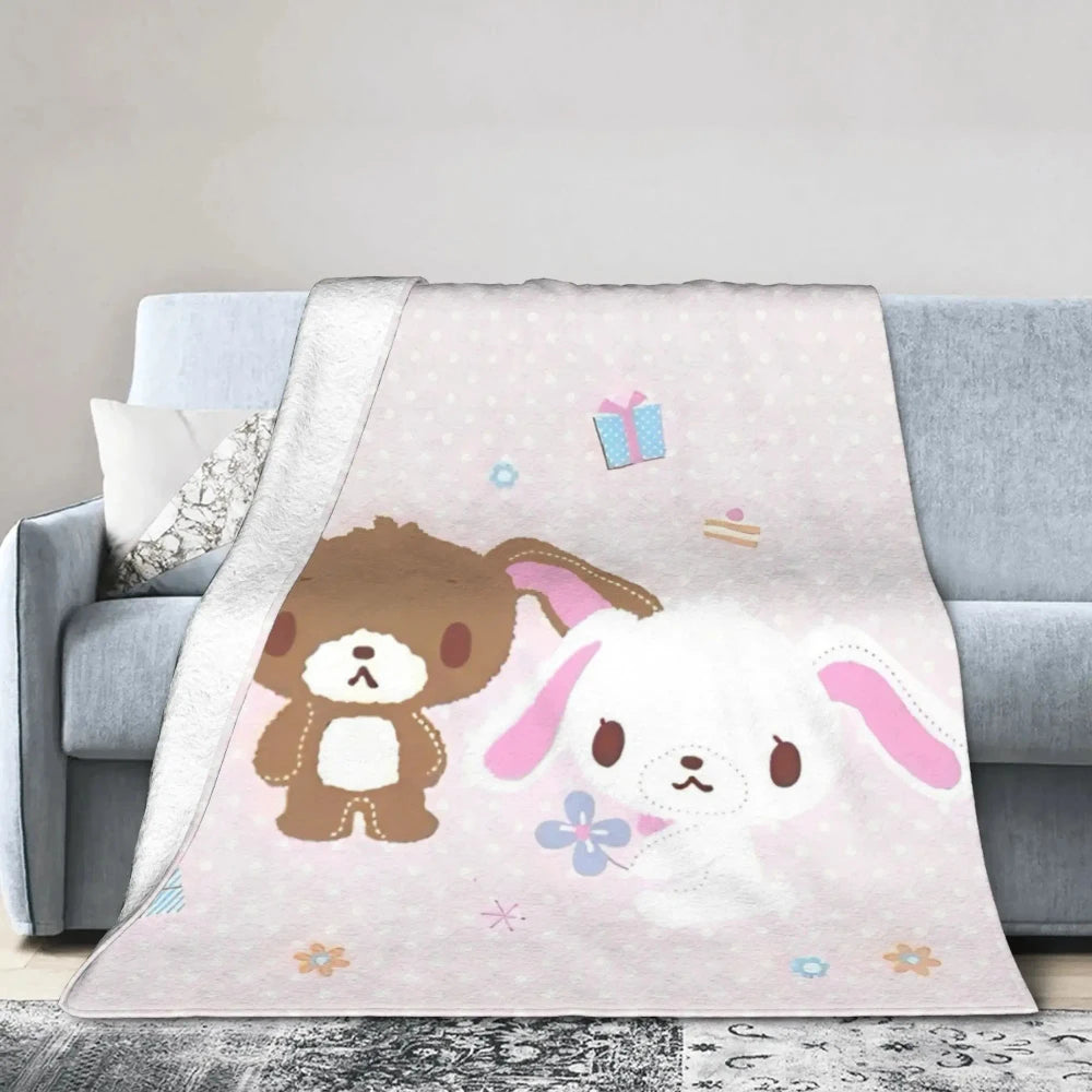 Kawaii Bunny Flannel Throw