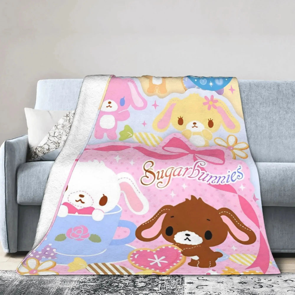 Kawaii Bunny Flannel Throw