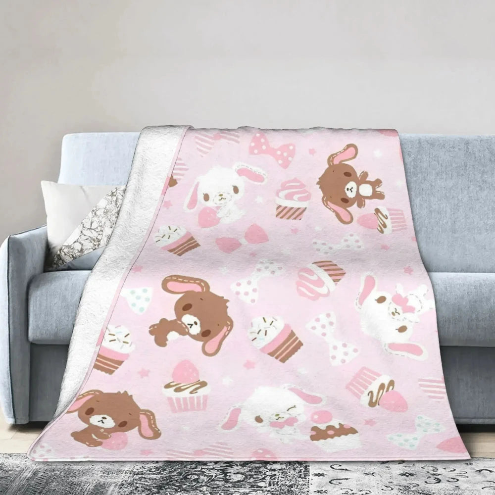 Kawaii Bunny Flannel Throw