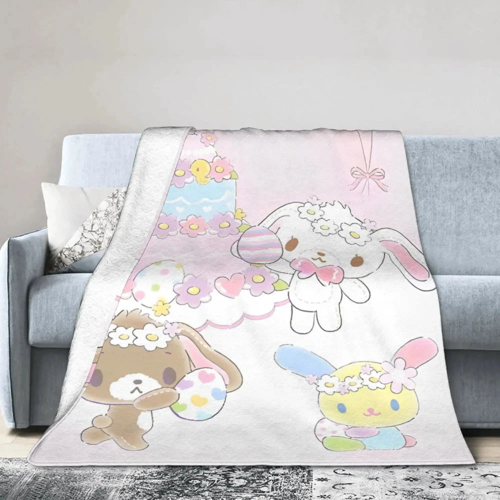 Kawaii Bunny Flannel Throw