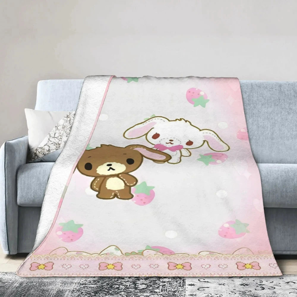 Kawaii Bunny Flannel Throw