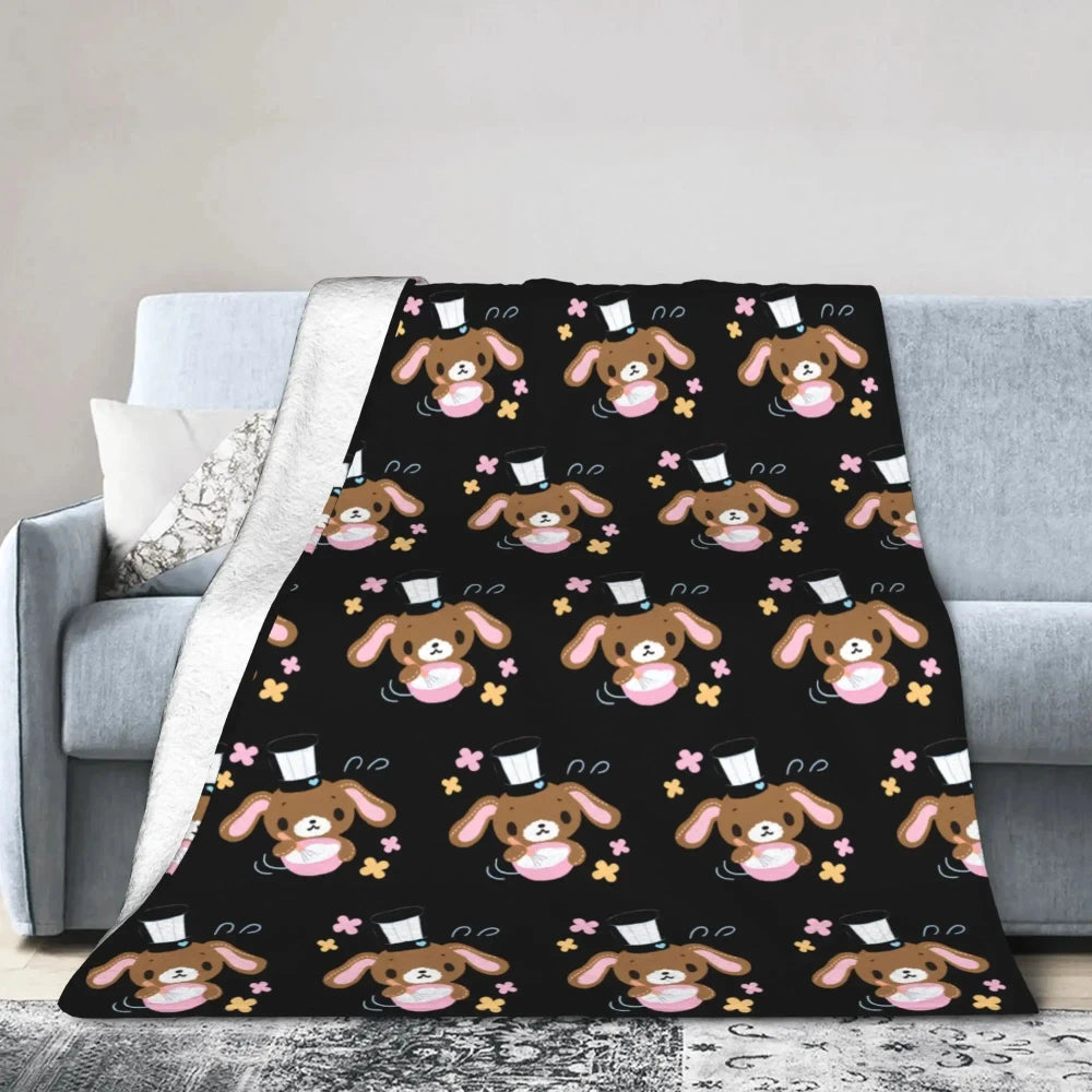 Kawaii Bunny Flannel Throw