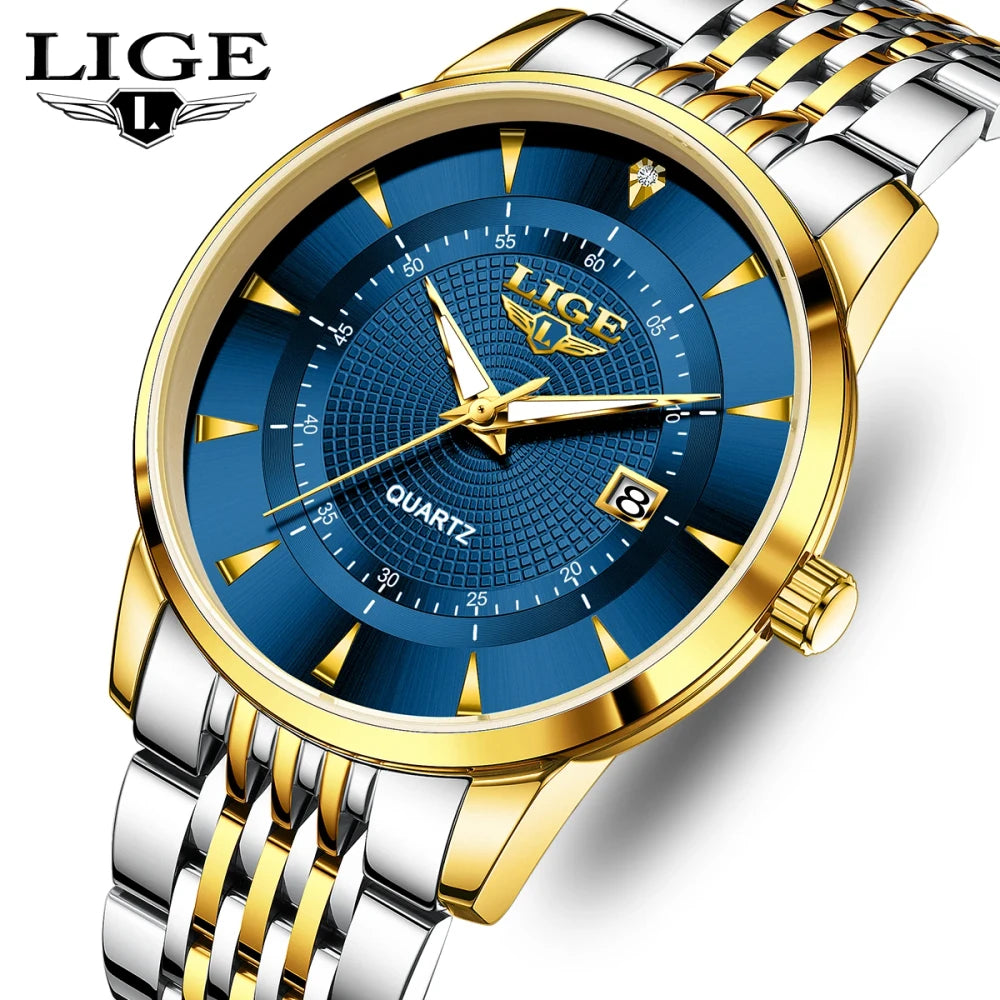 LIGE Stainless Steel Sport Watch