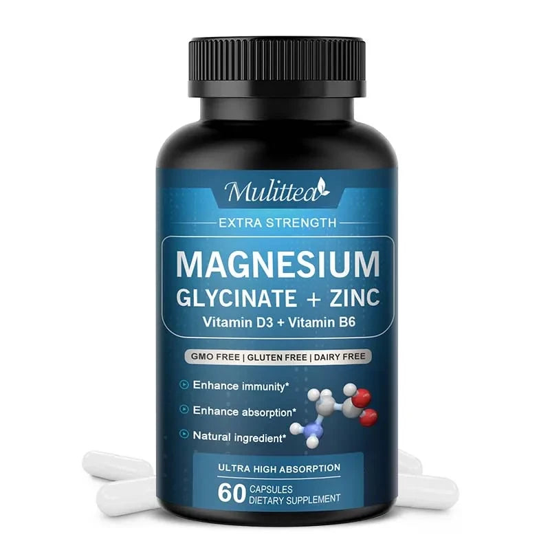 Magnesium Glycine Supplement with Vitamin D3 and B6