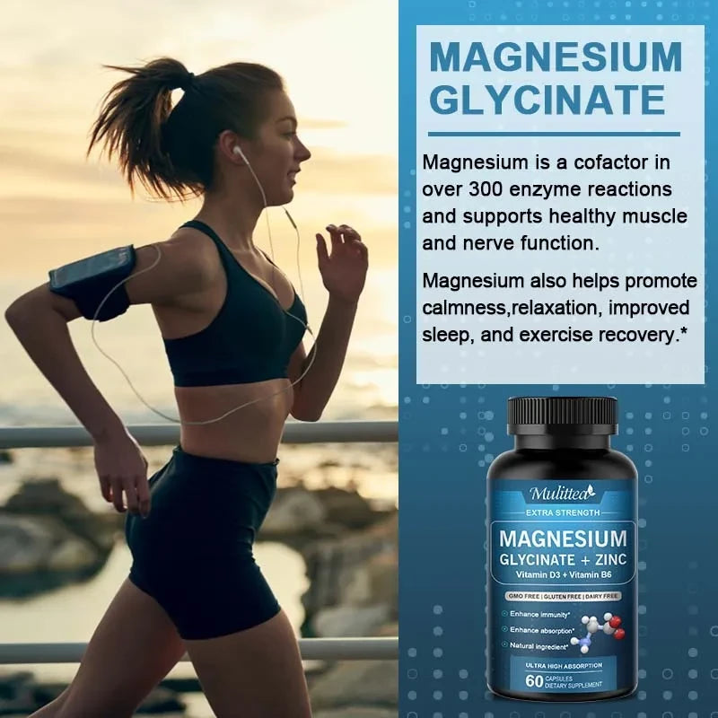 Magnesium Glycine Supplement with Vitamin D3 and B6