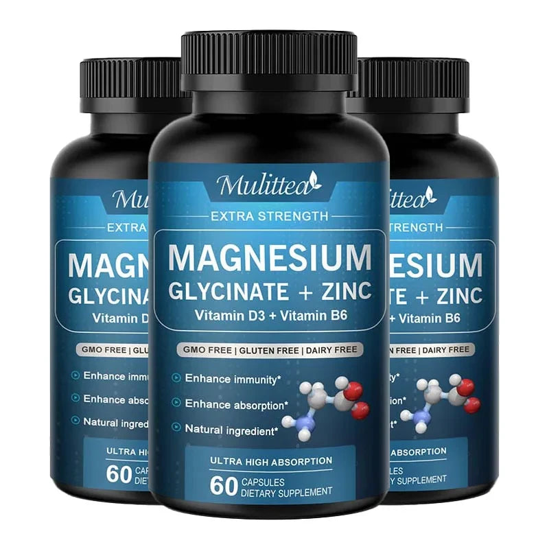 Magnesium Glycine Supplement with Vitamin D3 and B6