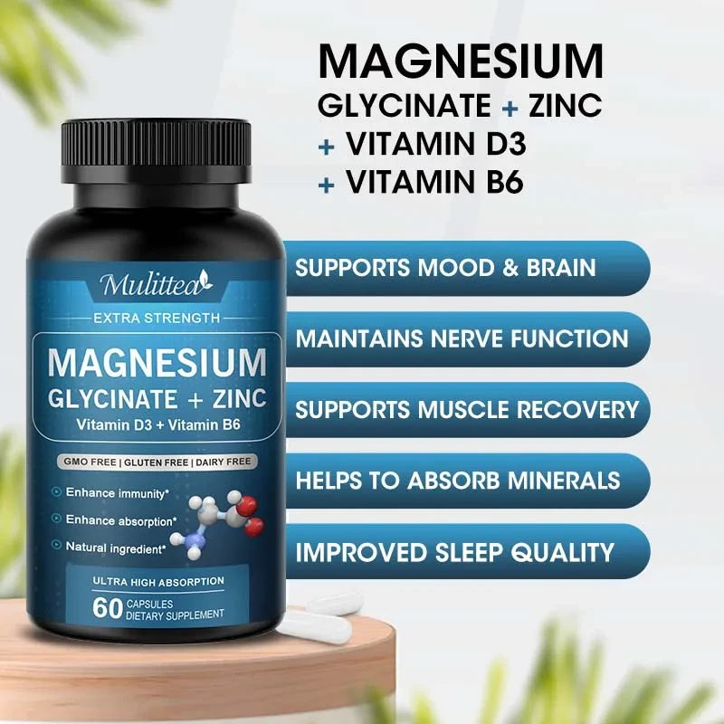 Magnesium Glycine Supplement with Vitamin D3 and B6