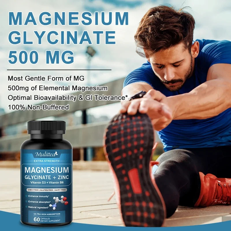 Magnesium Glycine Supplement with Vitamin D3 and B6