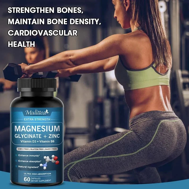 Magnesium Glycine Supplement with Vitamin D3 and B6