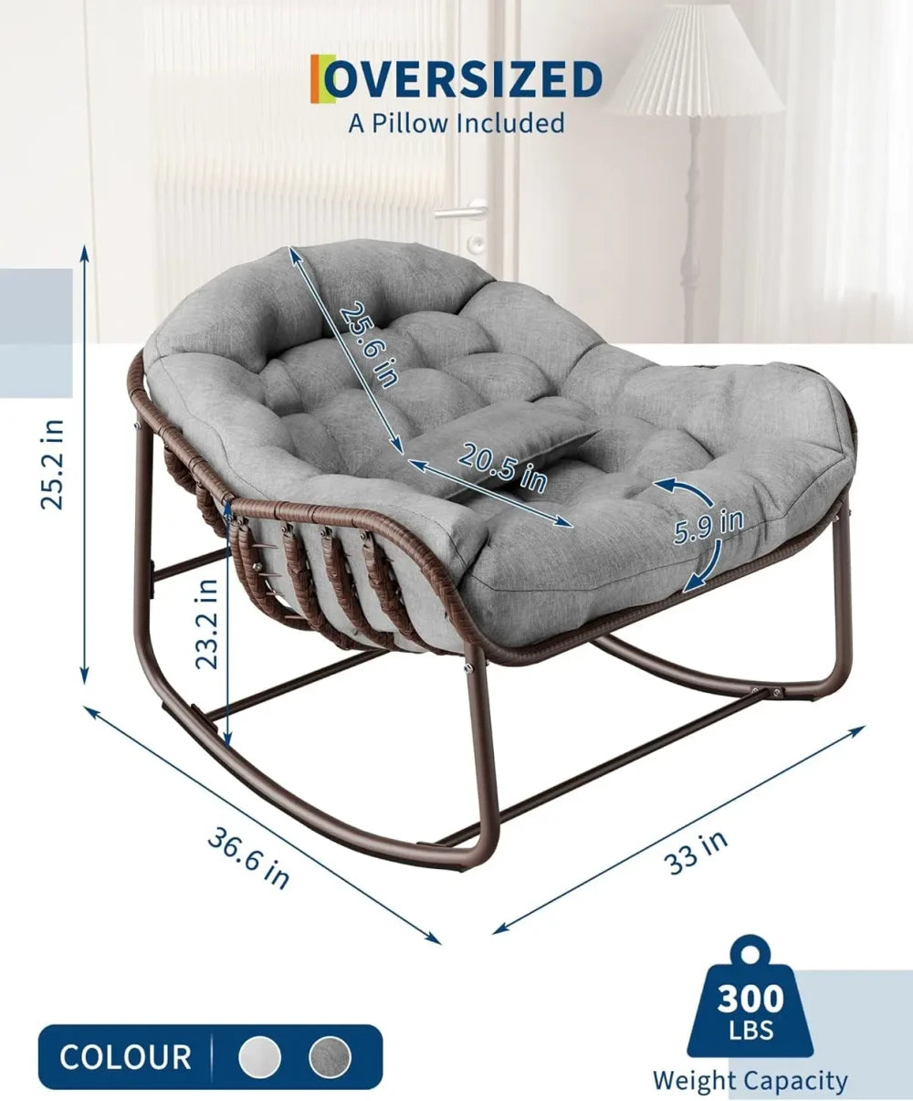 Oversized Wicker Patio Rocking Chair