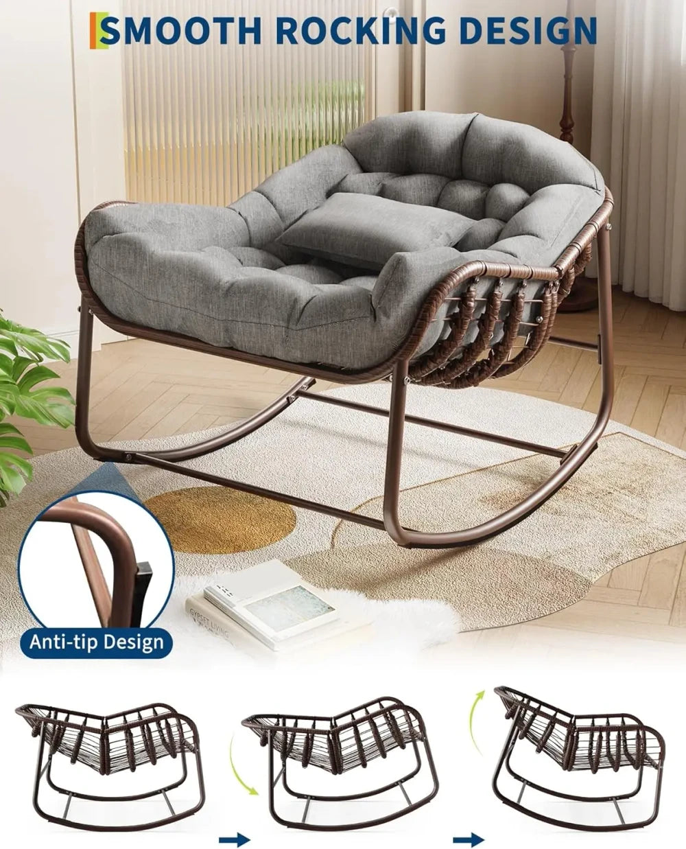 Oversized Wicker Patio Rocking Chair