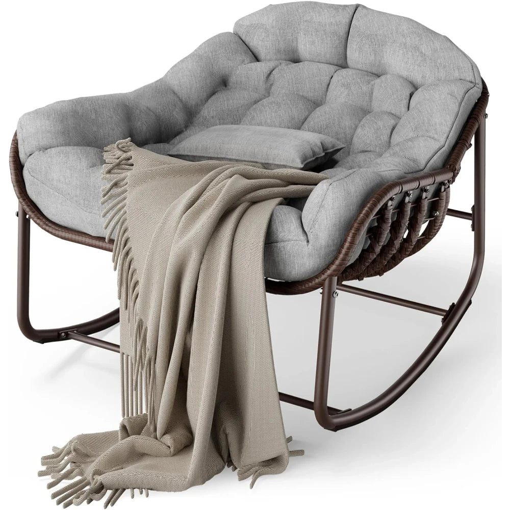 Oversized Wicker Patio Rocking Chair