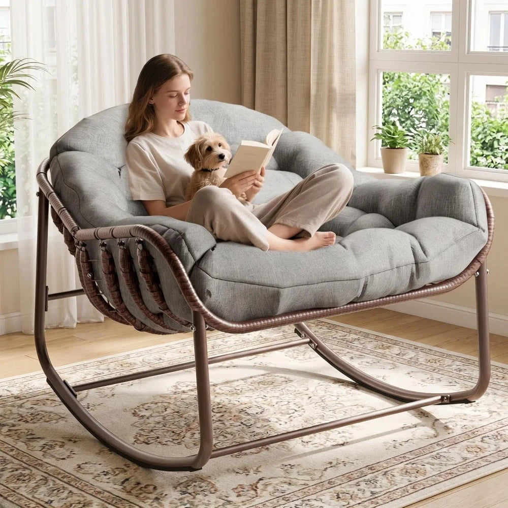 Oversized Wicker Patio Rocking Chair