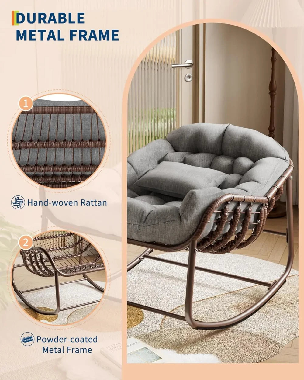 Oversized Wicker Patio Rocking Chair