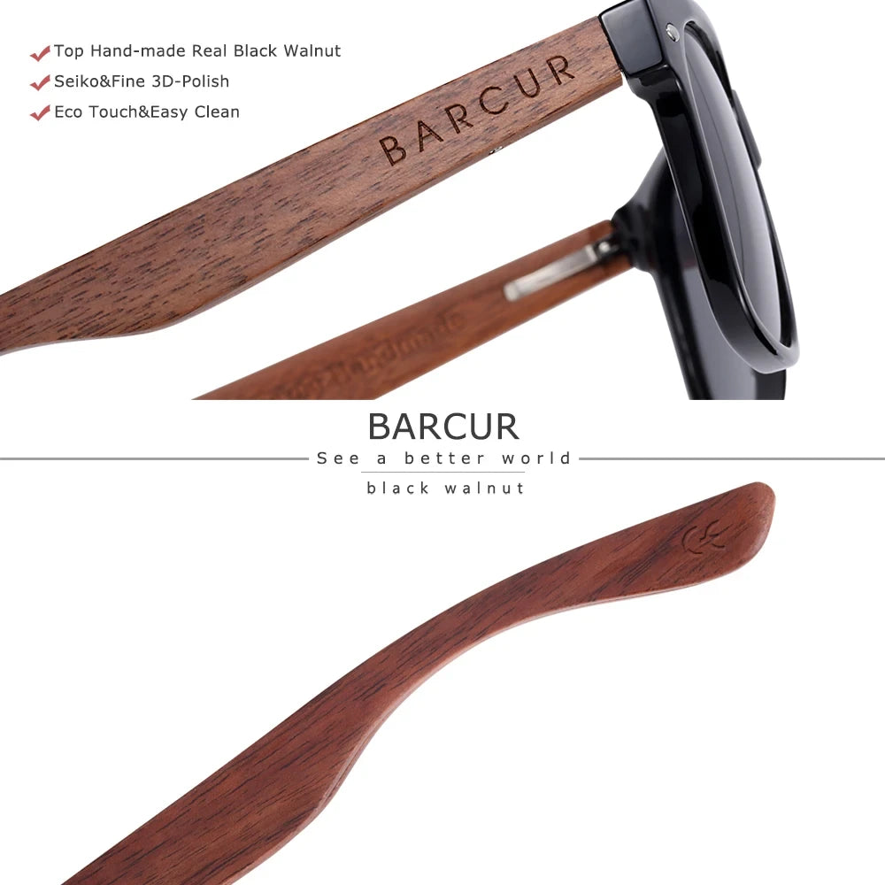 Barcur Polarized Walnut Wood Sunglasses