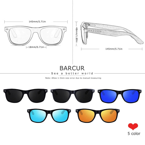 Barcur Polarized Walnut Wood Sunglasses