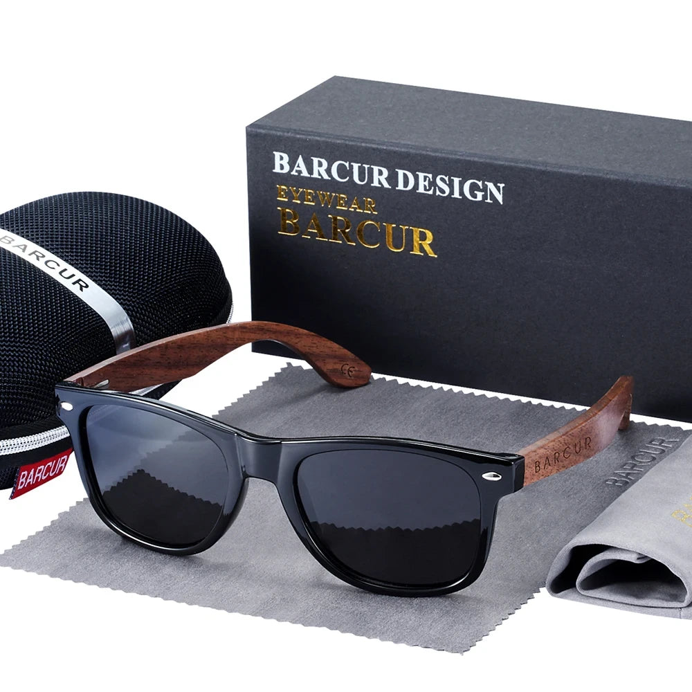 Barcur Polarized Walnut Wood Sunglasses
