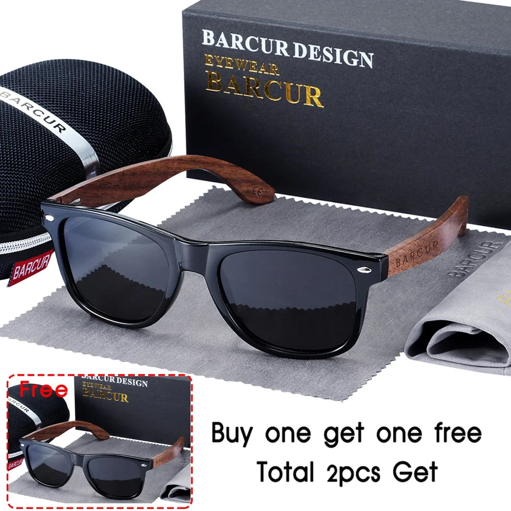 Barcur Polarized Walnut Wood Sunglasses