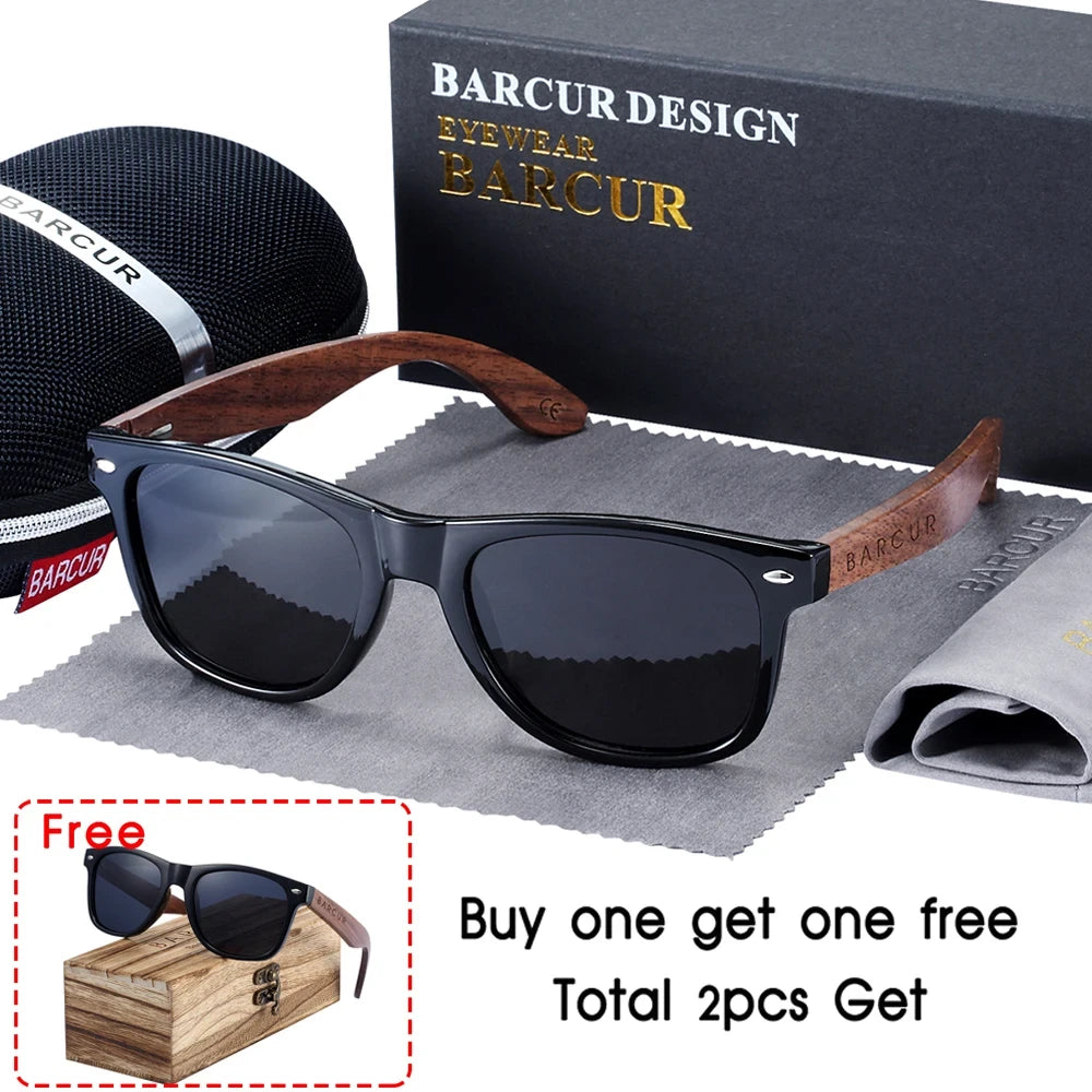 Barcur Polarized Walnut Wood Sunglasses