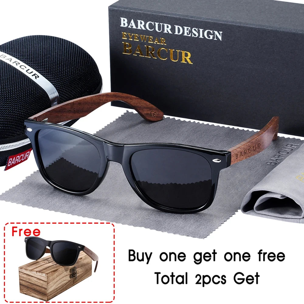 Barcur Polarized Walnut Wood Sunglasses