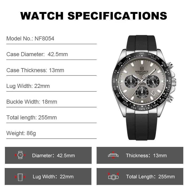 Naviforce Silicone Chronograph Watch